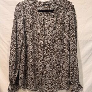 Tahari Animal Print Blouse‎ - Black and Brown